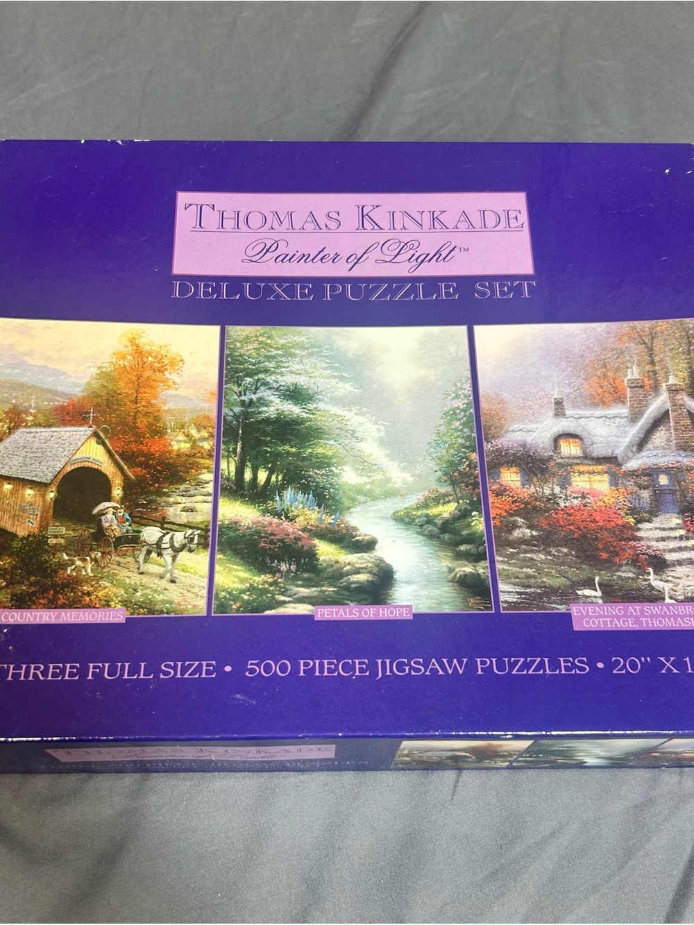 Thomas Kinkade Deluxe Puzzle Set in Purple Box